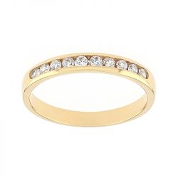 Bague femme alliance serti rail or 750/1000 jaune et diamants - alliances - edora - 0
