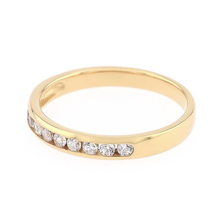 Bague Femme Alliance serti rail OR 750/1000 jaune et diamants 