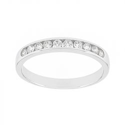 Bague femme alliance serti rail or 750/1000 blanc et diamants - alliances - edora - 0