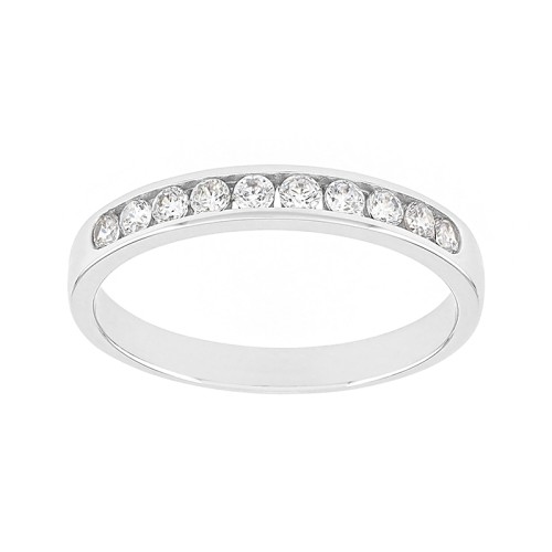 Bague Femme Alliance serti rail OR 750/1000 blanc et diamants 
