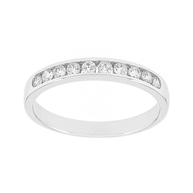 Bague femme alliance serti rail or 750/1000 blanc et diamants - alliances - edora