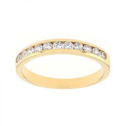 Bague femme alliance serti rail or 750/1000 jaune et diamants - alliances - edora - 0