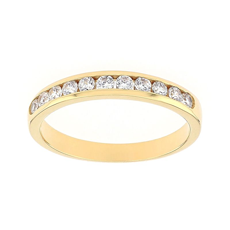 Bague femme alliance serti rail or 750/1000 jaune et diamants - alliances - edora