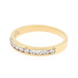 Bague femme alliance serti rail or 750/1000 jaune et diamants - alliances - edora - 1