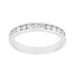 Bague femme alliance serti rail or 750/1000 blanc et diamants - alliances - edora - 0