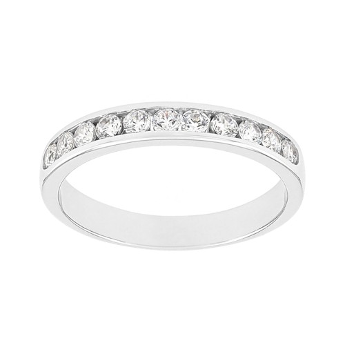 Bague Femme Alliance serti rail OR 750/1000 blanc et diamants 