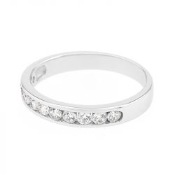 Bague femme alliance serti rail or 750/1000 blanc et diamants - alliances - edora - 1