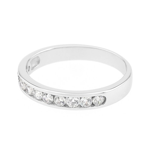 Bague Femme Alliance serti rail OR 750/1000 blanc et diamants 