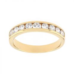 Bague femme alliance serti rail or 750/1000 jaune et diamants - alliances - edora - 0