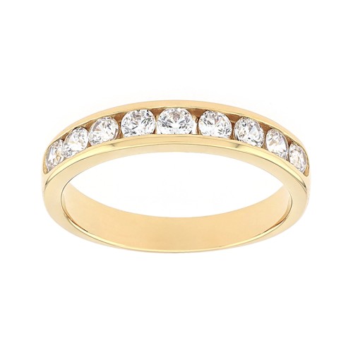 Bague Femme Alliance serti rail OR 750/1000 jaune et diamants 