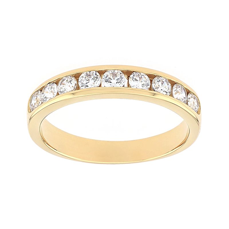 Bague femme alliance serti rail or 750/1000 jaune et diamants - alliances - edora