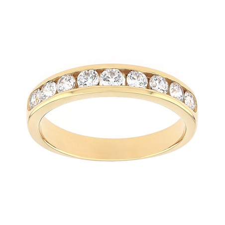 Bague femme alliance serti rail or 750/1000 jaune et diamants edo3l029jb2.750mil – bagues de mariage