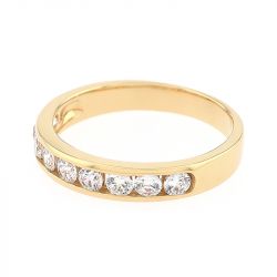 Bague femme alliance serti rail or 750/1000 jaune et diamants - alliances - edora - 1