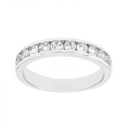 Bague femme alliance serti rail or 750/1000 blanc et diamants - alliances - edora - 0