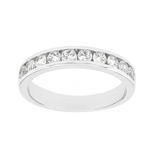 Bague Femme Alliance serti rail OR 750/1000 blanc et diamants 