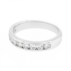 Bague femme alliance serti rail or 750/1000 blanc et diamants - alliances - edora - 1