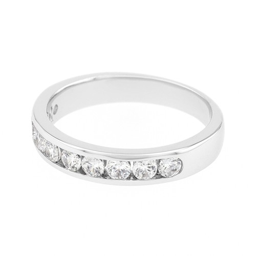 Bague Femme Alliance serti rail OR 750/1000 blanc et diamants 