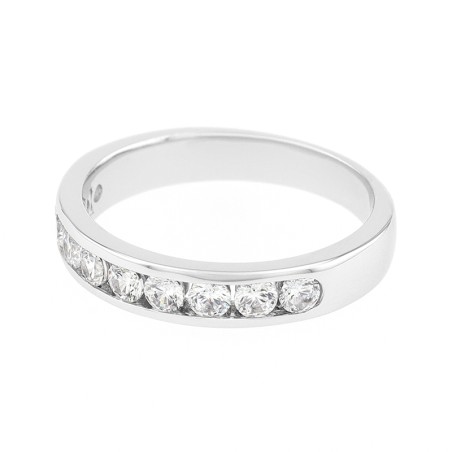 Bague Femme Alliance serti rail OR 750/1000 blanc et diamants 