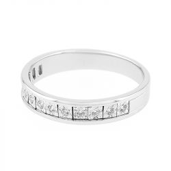 Bague femme alliance or 750/1000 blanc et diamants - alliances - edora - 1