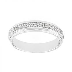 Bague femme alliance or 750/1000 blanc et diamants - alliances - edora - 0