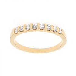 Bague femme alliance serti barrettes or 750/1000 jaune et diamants - alliances - edora - 0