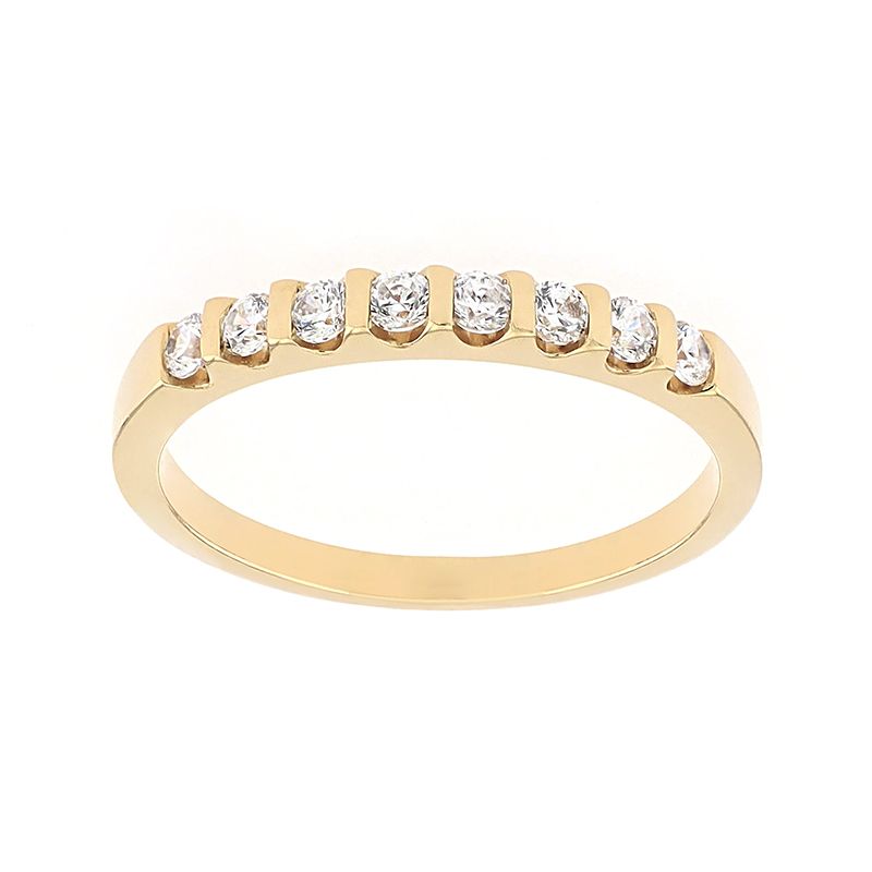 Bague femme alliance serti barrettes or 750/1000 jaune et diamants - alliances - edora