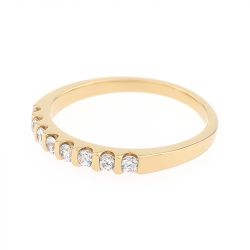 Bague femme alliance serti barrettes or 750/1000 jaune et diamants - alliances - edora - 1
