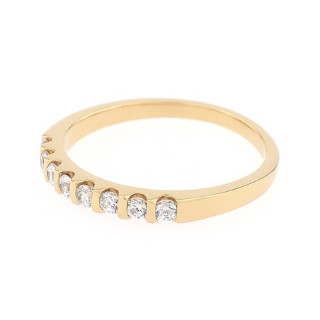 Bague Femme Alliance serti barrettes OR 750/1000 jaune et diamants 