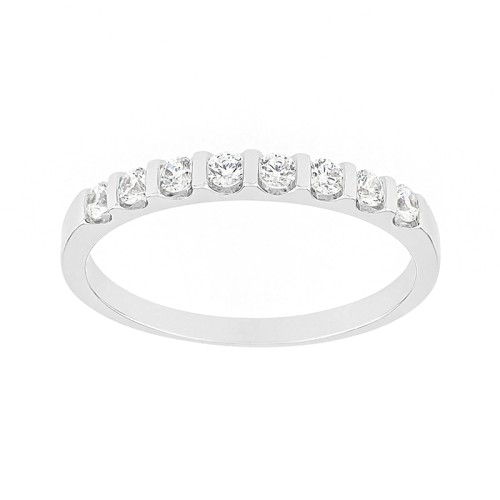 Bague Femme Alliance serti barrettes OR 750/1000 blanc et diamants 
