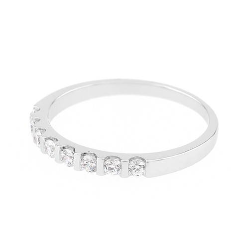 Bague Femme Alliance serti barrettes OR 750/1000 blanc et diamants 