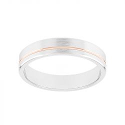 Bague mixte alliance ruban or 750/1000 blanc et doré rose - alliances - edora - 0