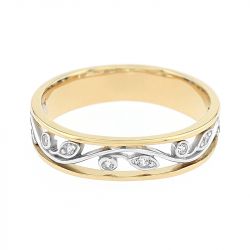 Bague femme alliance florale or 750/1000 bicolore et diamants - alliances - edora - 1