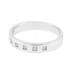 Bague femme alliance  or 750/1000 blanc et diamants - alliances - edora - 1