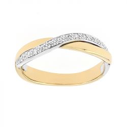 Bague femme alliance  or 750/1000 bicolore et diamants - alliances - edora - 0