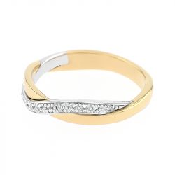Bague femme alliance  or 750/1000 bicolore et diamants - alliances - edora - 1