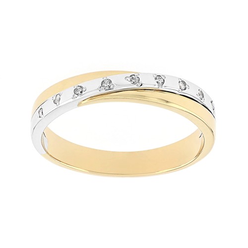 Bague Femme Alliance  OR 750/1000 bicolore et diamants 