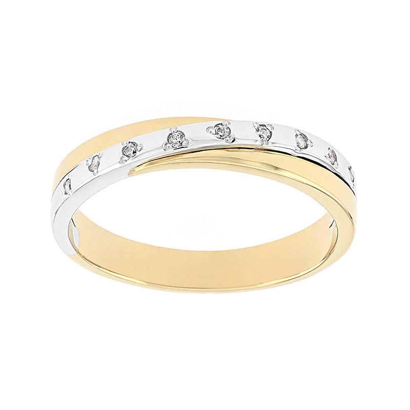 Bague femme alliance  or 750/1000 bicolore et diamants - alliances - edora
