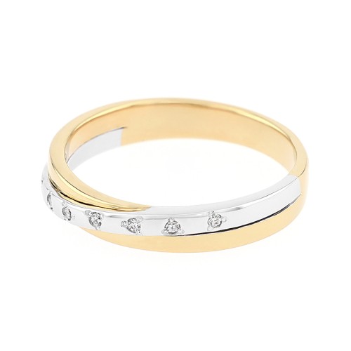 Bague Femme Alliance  OR 750/1000 bicolore et diamants 
