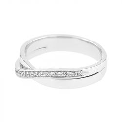 Bague femme alliance  or 750/1000 blanc et diamants - alliances - edora - 1