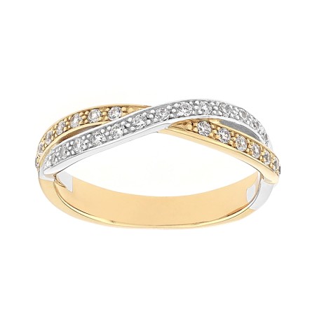Bague femme alliance or 750/1000 bicolore et diamants edo3r007xb4.750mil – bagues de mariage