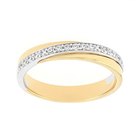 Bague femme alliance or 750/1000 bicolore et diamants edo3r009xb4.750mil – bagues de mariage