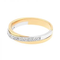 Bague femme alliance or 750/1000 bicolore et diamants - alliances - edora - 1