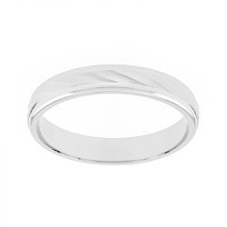 Bague mixte alliance ciselée or 750/1000 blanc - alliances - edora - 0