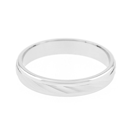 Bague Mixte Alliance ciselée OR 750/1000 blanc 