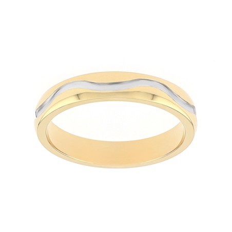 Bague femme alliance vague or 750/1000 bicolore edo3y013b35.750mil – bagues de mariage