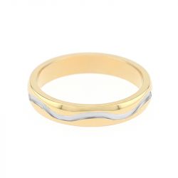 Bague femme alliance vague or 750/1000 bicolore - alliances - edora - 1