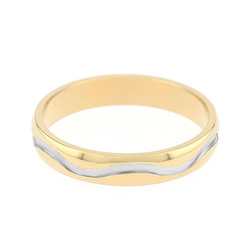 Bague Femme Alliance vague OR 750/1000 bicolore