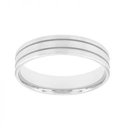 Bague mixte alliance ruban or 750/1000 blanc - alliances - edora - 0