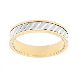 Bague mixte alliance diamantée or 750/1000 bicolore - alliances - edora - 0
