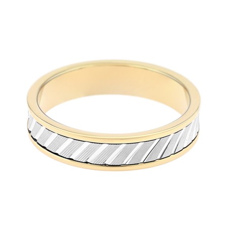 Bague Mixte Alliance diamantée OR 750/1000 bicolore 